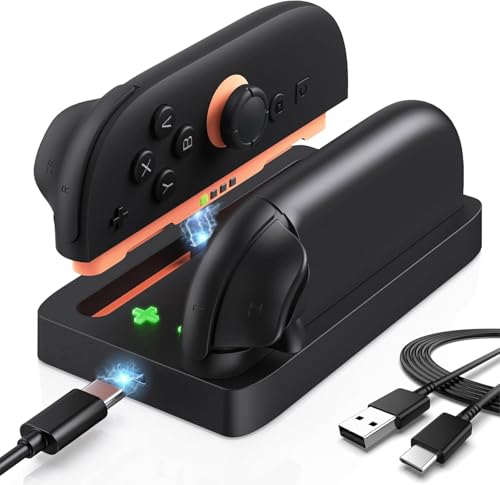Gkstly Base de Carga Compatible con Nintendo Switch 2(2025) para Controlador J con, 2 Ranuras, portátil, Delgado, pequeño, Ligero, NS2, Base de Carga con Cable de Carga e Indicadores LED