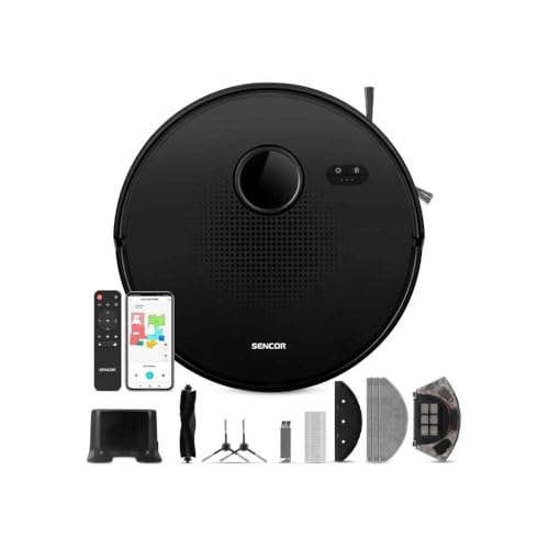 SENCOR SRV 9020BK Robot Aspirador y Fregador, Navegación LiDAR, 3000 Pa, 130 min Autonomía, 40W