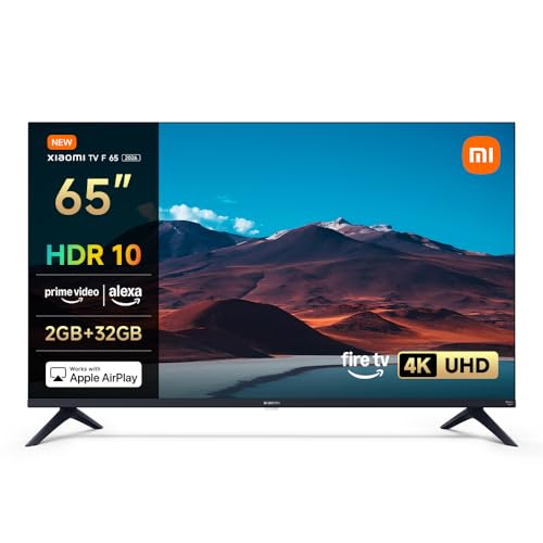 DESCUENTAZO 47% DESCUENTO XIAOMI TV F 65, 65 Pulgadas (165 cm), 4K UHD, Smart TV, Fire TV, Control por Voz Alexa, HDR10, MEMC, 60Hz con 120Hz Game Boost Mode, 2GB+32GB, Compatible con Apple AirPlay, 2025
