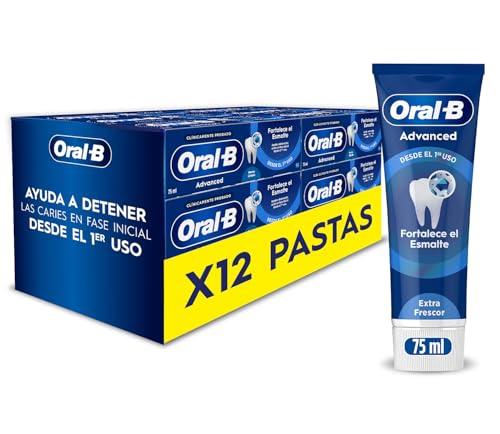 DESCUENTAZO 54% DESCUENTO Oral B Advanced Fortalece El Esmalte Pasta De Dientes Con Flúor, Pack 12 x 75 ml, Protege El Esmalte, Dentífrico Anticaries Con Sabor Eucalipto Refrescante