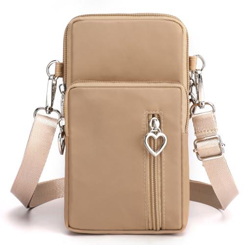 Pequeños bolsos cruzados para mujer, mini monederos para teléfono celular, carteras de muñeca, bolso de hombro, bolsa de brazo, A camello, Small