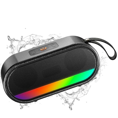 Altavoz Bluetooth 5.3, Altavoz Inalámbrico Portátil con Luz LED de Color, Graves Estéreo 360° Hi Fi, Batería Incorporada de 2200mAh, 10H de Reproducción, Impermeable IPX6 para Fiesta Viajes Exterior