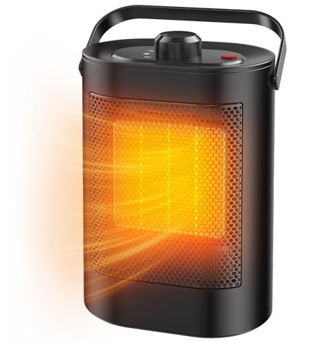 Calefactor Bajo Consumo, 1500W, 3 Modos, Calefactor de Cerámico PTC, Protección Sobrecalentamiento y Protección contra vuelcos, Portátil Estufa Eléctrica para Dormitorio, Salon, Oficina