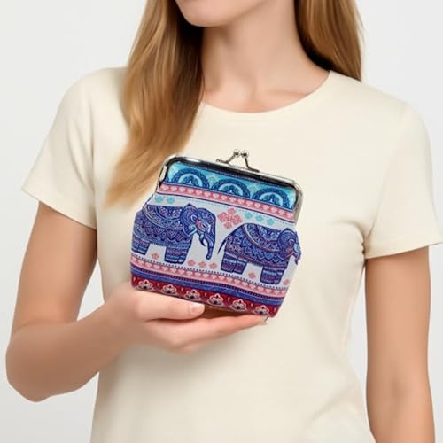 Monedero bohemio para mujer, mini cierre de beso con tarjetero, cartera pequeña para monedas, llaves y tarjetas