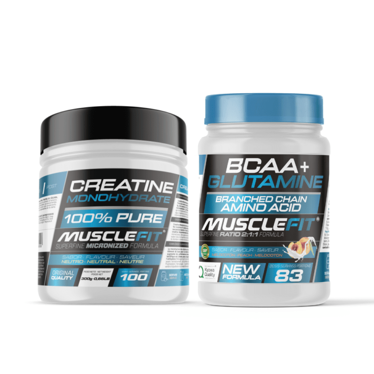 MUSCLEFIT Pack Ahorro Glutamina + Bcaa´s 500g – Varios Sabores + Creatina Monohidrato 300g – Sin Sabor | Miravia