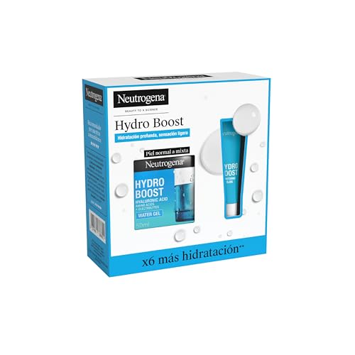 25% DESCUENTO Neutrogena Rutina Hydro Boost, Gel de Agua Hidratante Facial (50 ml) y Contorno de Ojos (15 ml), set de regalo para 24 h de hidratación intensa, con Ácido Hialurónico