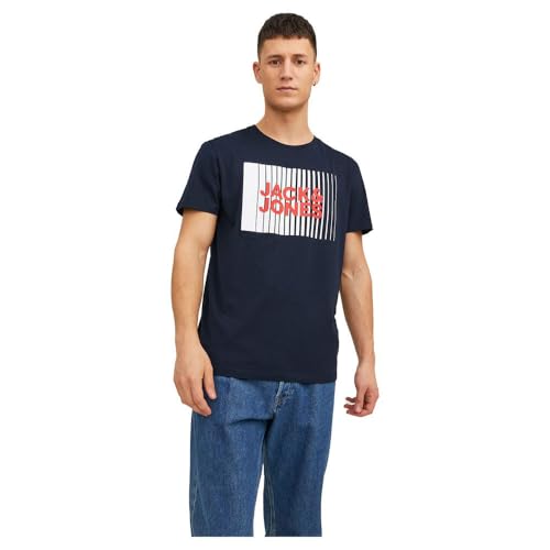 58% DESCUENTO JACK & JONES Jjecorp Logo tee SS Crew Neck Noos, Camiseta Hombre, Azul (Navy Blazer Detail: Slim Fit), X Small