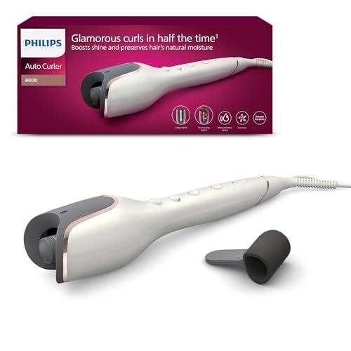 32% DESCUENTO Philips Rizador de Pelo Automatico, con Tecnologia Moisture Protect, Iones, Placas Ceramicas con Keratina, 27 opciones de rizado, BHB878/00, Blanco