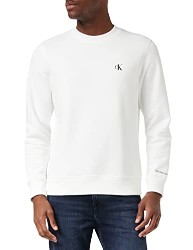 Calvin Klein Sudadera Hombre CK Essential sin Capucha, Blanco (Bright White), M