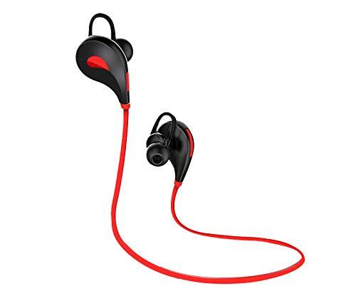 Auriculares Bluetooth Deportivos para HTC U12 + Smartphone inalámbrico Botón Sonido Kit Manos Libres Auriculares Universal (Rojo)