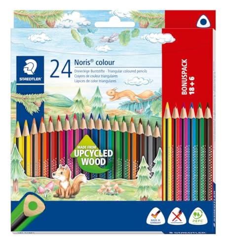 OFERTÓN SUPREMO 76% DESCUENTO STAEDTLER Noris Colour 187 C18P1   Lápiz de color (resistencia a la rotura, forma triangular, diseño atractivo, superficie suave y ergonómica, material WOPEX, 24 lápices brillantes en estuche de