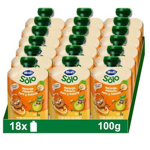34% DESCUENTO Hero Baby Mi Fruta Bolsita de Fruta con Naranja, Plátano, Pera y Galleta   Para Bebés a Partir de los 12 Meses   Pack de 18 x 100 g (embalaje puede variar)