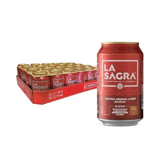 La Sagra   Cerveza Lager estilo Pilsner   Alc. 5,2% Vol.   Caja de 24 latas de 330 ml   Total: 7920 ml