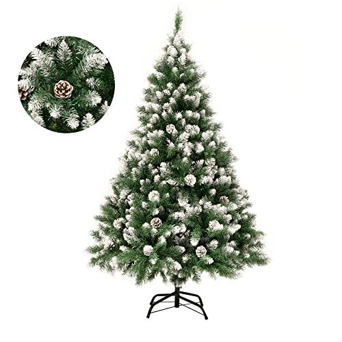 OFERTÓN SUPREMO 89% DESCUENTO GIGALUMI de Árbol de Navidad Artificial Plegable 150 cm/5 pies, retráctil, con Nieve y piñas Reales, para decoración de Interiores