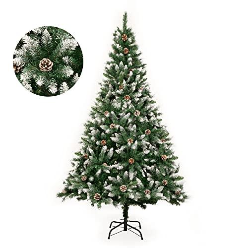 OFERTÓN SUPREMO 85% DESCUENTO GIGALUMI de Árbol de Navidad Artificial Plegable 180 cm/6 pies, retráctil, con Nieve y piñas Reales, para decoración de Interiores