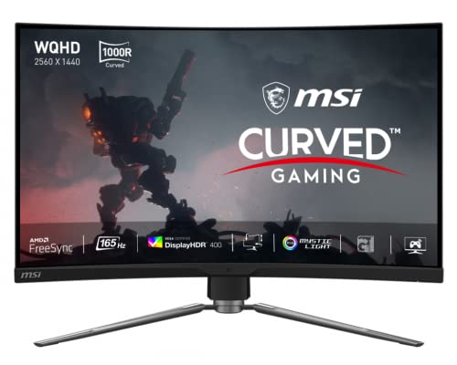 MSI MPG ARTYMIS 323CQR Monitor Curvo para Gaming WQHD 31.5 Pulgadas   1000R, Panel 2560 x 1440 VA, 165Hz / 1ms, FreeSync Premium, DisplayHDR 400, Soporte Ajustable Mystic Light   DP 1.2a, USB Tipo C