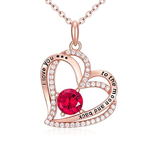 CRYSLOVE Collares Mujer Plata de Ley 925 Amor Colgante de Corazón Collar de Piedra de Nacimiento,Joyas Mujer Regalo Cumpleaños Aniversario para Esposa Madre Mama Novia Niña
