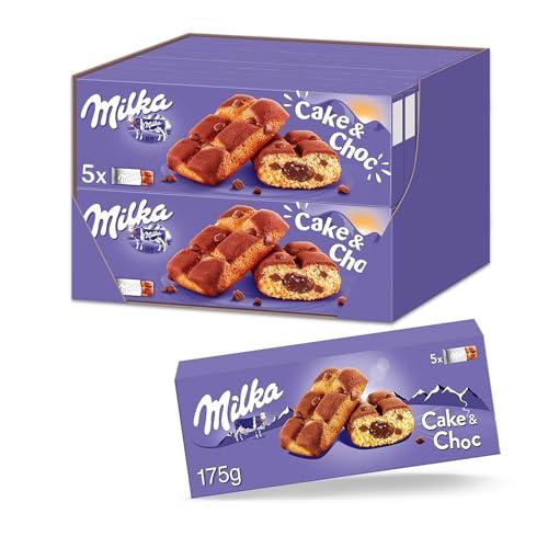 DESCUENTAZO 50% DESCUENTO Milka Cake & Choc Bizcocho con Pepitas de Chocolate con Leche de los Alpes y Relleno de Chocolate 175 g, Pack de 16
