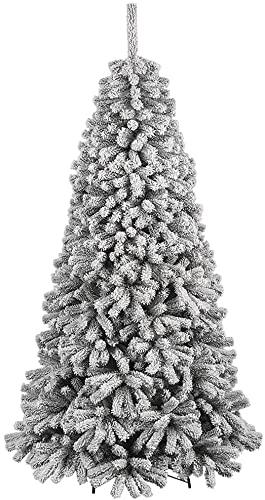 OFERTÓN SUPREMO 75% DESCUENTO BAKAJI Danubio Árbol de Navidad Muy frondoso, Pino Verde nevado, Base de Cruz de Hierro, Plegable, Ramas con Nieve, Apertura del Paraguas (210 cm)