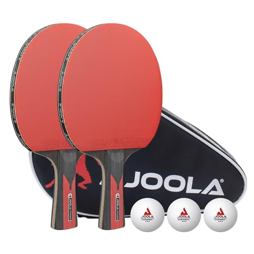 33% DESCUENTO JOOLA Set de Ping Pong Carbon Duo 2 Palas de Tenis de Mesa + 3 Pelotas + Bolsa, Rojo/Negro, 6 Piezas