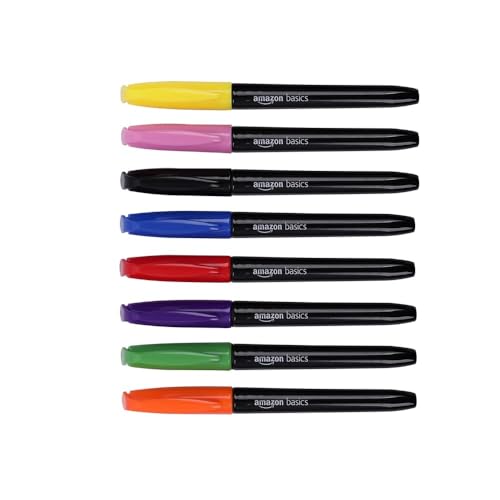 Amazon Basics Vibrant Fabric Markers, Assorted Colors, 8 Pack