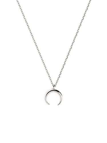SINGULARU   Collar Moonset   Colgante en Plata de Ley 925 con Media Luna   Cadena de Talla Unica   Joyas para Mujer   Hecho en España   Varios Acabados