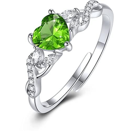 CRYSLOVE Nudo Celta Anillos Mujer de plata de ley 925 Anillo Piedras de Nacimiento Ajustables Abierto Compromiso Solitario Promesa Anillos de Aniversario para Mujer