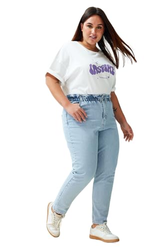 80% DESCUENTO Trendyol High Waist Loose Plus Size Jeans, Blue, 48 para Mujer