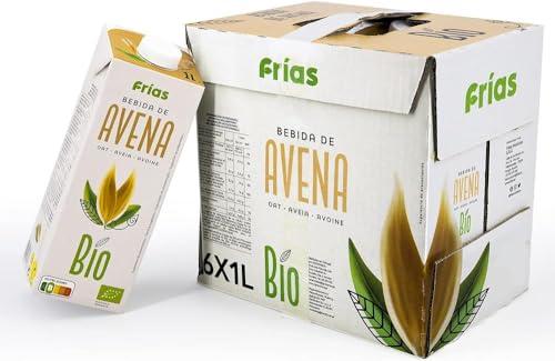 DESCUENTAZO 50% DESCUENTO Frías   Bebida Vegetal de Avena Bio   Rica en Proteínas   Pack de 6 Unidades de 1L   Sin Lactosa y Sin Azúcares Añadidos   100% Vegana   Bajo Contenido en Grasas Saturadas   Elaborada en España