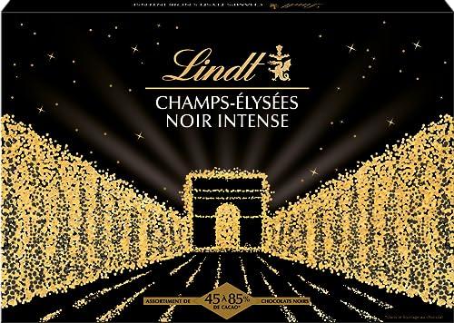 DESCUENTAZO 50% DESCUENTO Lindt Champs Élysées Bombones Surtidos de Chocolate Negro, chocolate tradicional Suizo, bombones de chocolate negro de distintas intensidades y cremoso, 395g