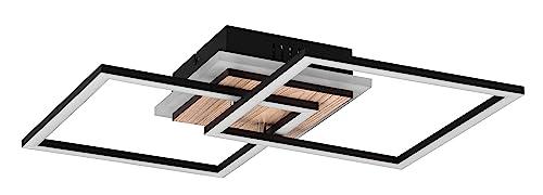 OFERTÓN SUPREMO 69% DESCUENTO Reality Leuchten Giro R62793635   Lámpara de techo LED de metal negro mate, con aspecto de madera, incluye 25 W LED, mando a distancia, regulador, cambio de color, luz nocturna