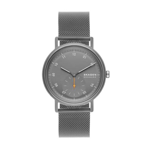 44% DESCUENTO Skagen Kuppel Reloj para Hombre, Movimiento cronógrafo de Cuarzo con Correa de Acero Inoxidable o Piel, Gris, 44MM