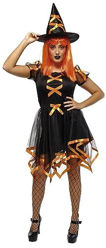 48% DESCUENTO Rubies Disfraz Bruja Cuca Neon para mujer, Vestido y sombrero, Color naranja, Oficial Halloween, Carnaval, Fiestas y Cospplay