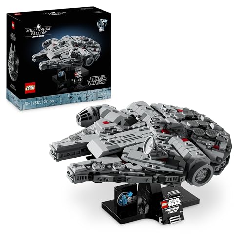 LEGO Star Wars 75375 Halcón Milenario Maqueta para Adultos de Nave Estelar Coleccionable con Base y Placa Decoración de Escritorio Regalo para Hombres, Mujeres y Fans de Una Nueva Esperanza