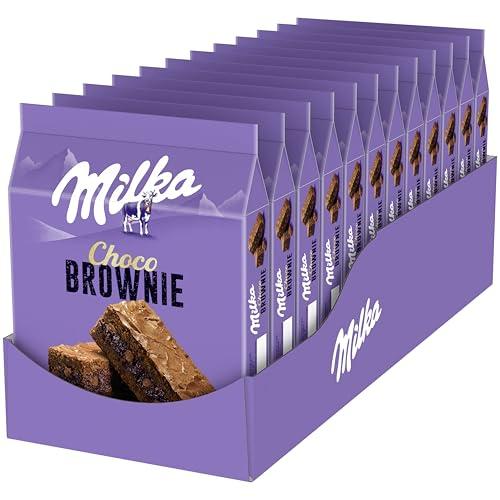 Milka Choco Brownie Bizcocho de Chocolate con Leche de los Alpes y Trozos de Chocolate con Leche 150g Pack de 13