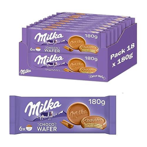 DESCUENTAZO 44% DESCUENTO Milka Choco Wafer, Galleta Barquillo con Relleno de Cacao y Cubierto de Chocolate con Leche de los Alpes, 14 Paquetes de 150 g