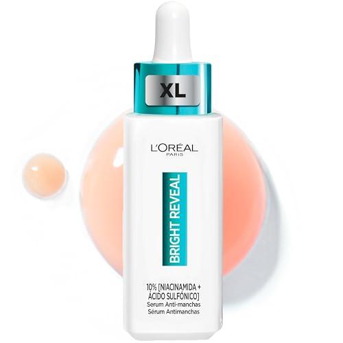L’Oréal Paris Bright Reveal Serum Anti manchas, Para Todo Tipo de Piel, Manchas Oscuras Reducidas, Con Niacinamida y Ácido Aminosulfónico, Formato XL