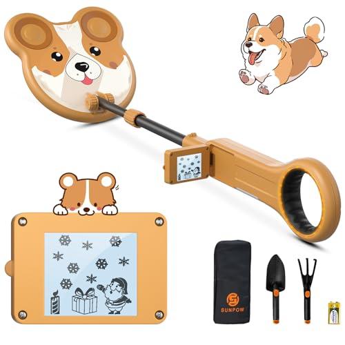 SUNPOW Detector de Metales Niños, Ligeros con Pantalla LCD, Vástago Ajustable de 78 98cm, Bobina de Búsqueda Impermeable de Dibujos Animados, Operación Fácil, Regalo para Niños de 5 8 Años