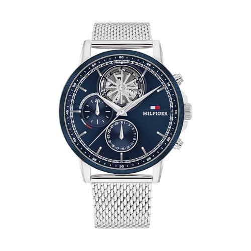 44% DESCUENTO Tommy Hilfiger Reloj Analógico de Cuarzo Multifunción para Hombre con Subesfera Esqueleto y Correa de Acero Inoxidable o de Cuero
