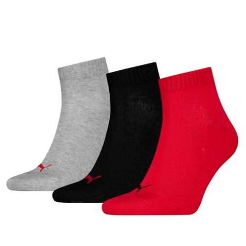 37% DESCUENTO PUMA Unisex Quarter Plain, Calcetines Unisex adulto, Negro/Rojo, 43 46