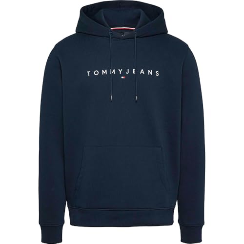 56% DESCUENTO Tommy Jeans Sudadera Hombre Linear Logo con Capucha, Azul (Dark Night Navy), 3XL