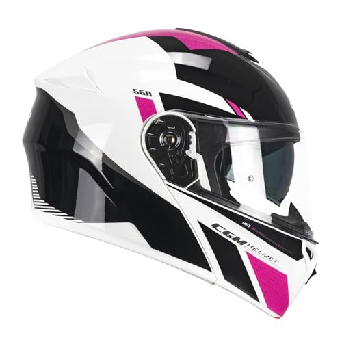CGM Casco Modular, 568S ber Sport, Color Negro y Fucsia flúor, XXL (63 64 cm)