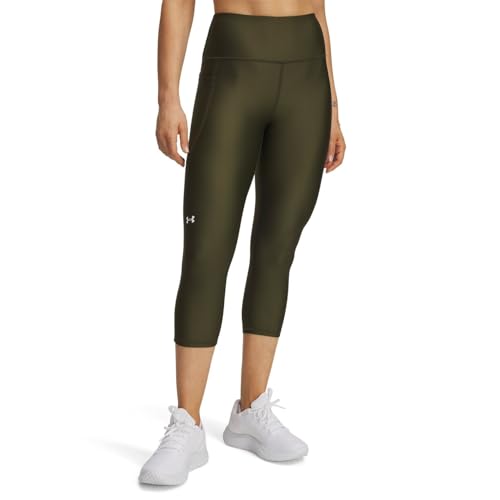 49% DESCUENTO Under Armour Mujer Tech Hi Capri, leggings deportivos hasta la pantorrilla súper ligeros, pantalones de gimnasio elásticos con cinturilla antideslizante y bolsillo lateralExpedition Green / / White,MD