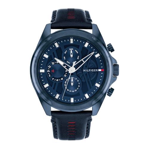 Tommy Hilfiger Reloj Analógico de Cuarzo Multifunción para Hombre con Correa en Acero Inoxidable o en Piel