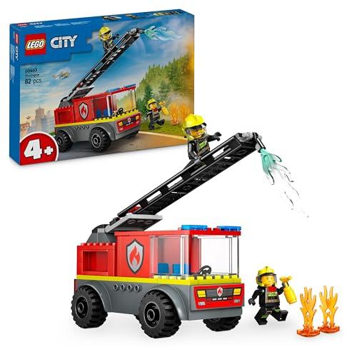 LEGO City Camión de Bomberos con Escalera de Juguete, Vehículo y 2 Minifiguras para el Juego de rol, Juguetes Educativos para Niños y Niñas de 4 Años o Más, Regalo de Cumpleaños Infantil 60463