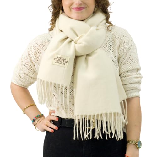 64% DESCUENTO XIFRIKA Bufanda Larga para Mujer con Flecos de Color Beige – Pañuelo Suave, Cálida y Elegante, Bufanda Tamaño 200×64 cm. Abrigada e Ideal para Invierno
