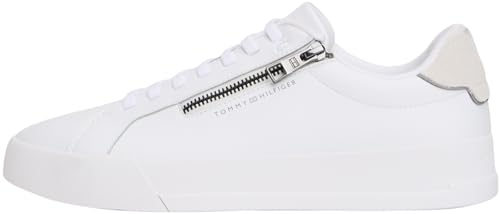 48% DESCUENTO Tommy Hilfiger Sneaker con Suela Cupsole Hombre Court Zip de Piel, Blanco (White), 44