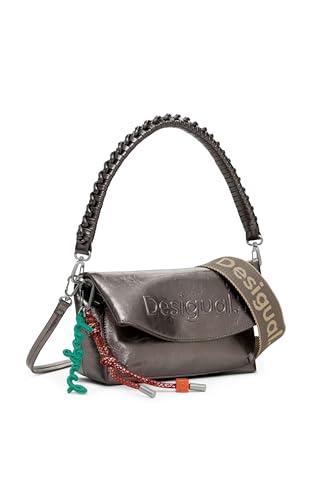 46% DESCUENTO Desigual bolso de hombro bolso bandolera Half Logo Trokel Shoulder Bag Brushed Silver bronce