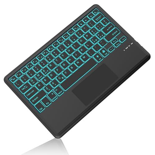 SENGBIRCH Teclado Bluetooth inalámbrico con Touchpad retroiluminado, tablet compatible con Android Samsung/Huawei/Xiaomi, teclado Bluetooth inalámbrico ultrafino para iPad, iPad Pro, negro