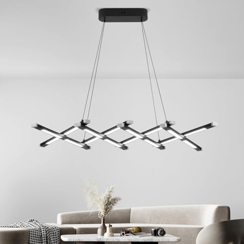 kaixunl LED 120cm Lámpara Colgante Comedor Lampara Moderna Regulable con Control Remoto Lamparas Negra Extensible Chandelier para Sala de Estar Isla de Cocina Mesa de Comedor Oficina Dormitorio